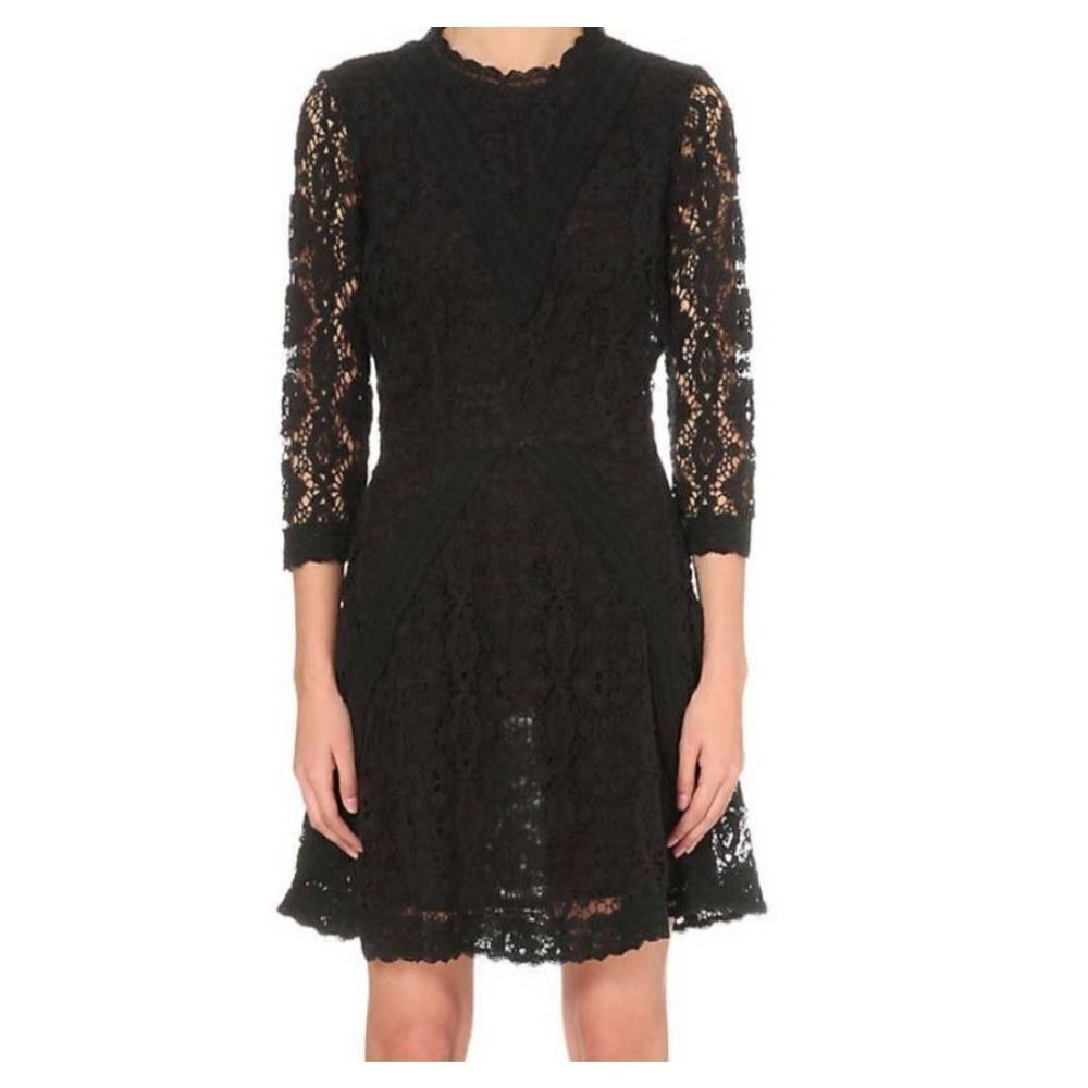 Maje Renita Black Floral Lace Dress sz 1